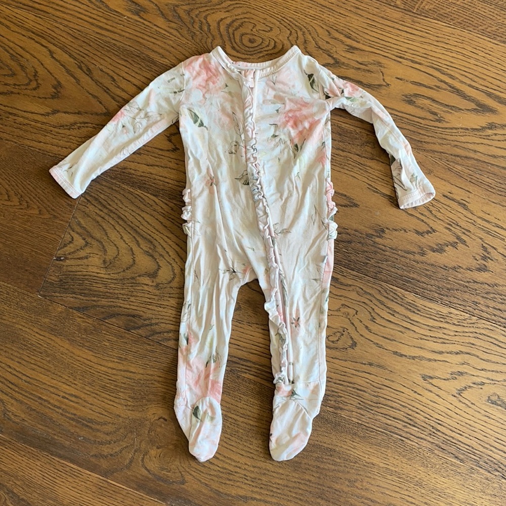 Posh Peanut 3-6mo ruffled zipper one piece girls